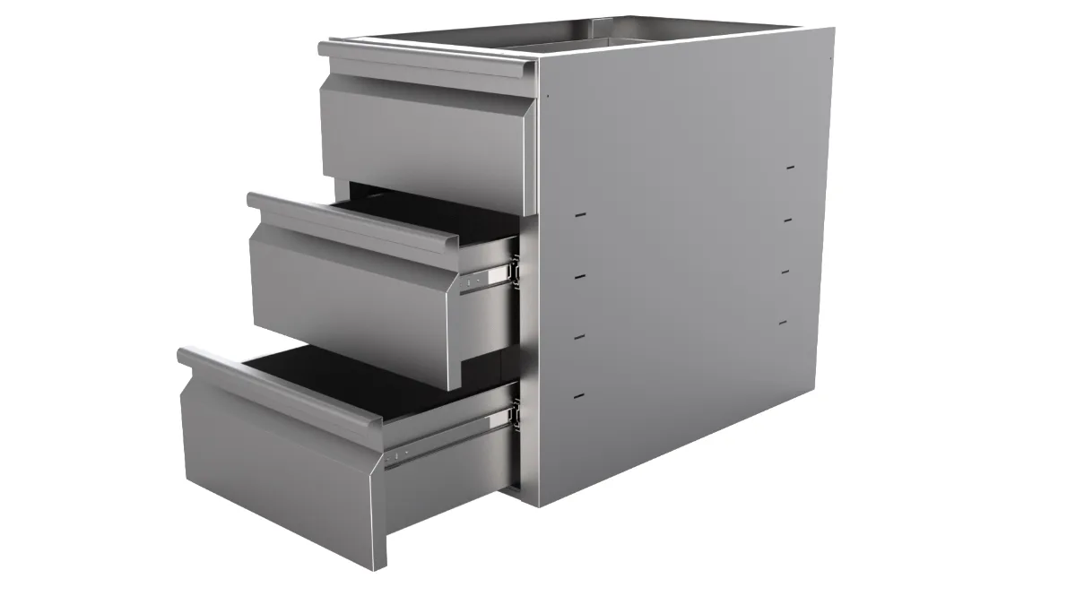 Schubladenreihe 3 Schuben für Tisch 600 · Combisteel 7333.0178