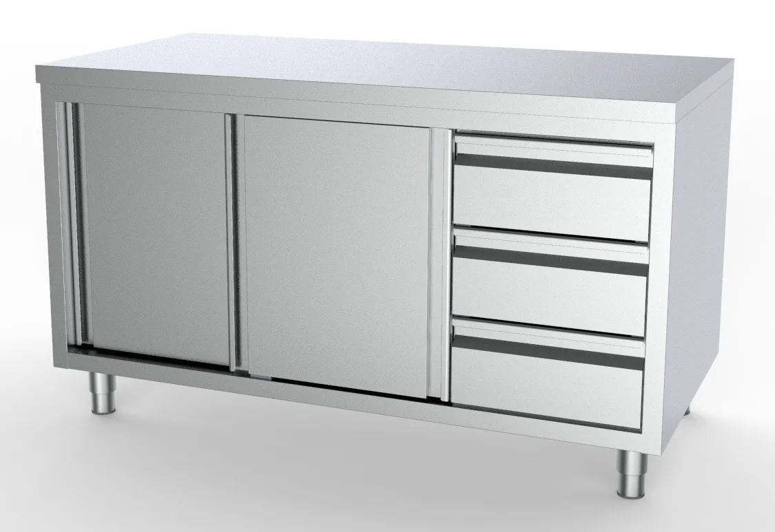 700 Arbeitstisch Schiebetüren Schubladen Rechts 1800 · Combisteel 7333.0260