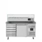 Preview: EASYLINE Pizzakühltisch 800 / 1-türig & 7 Schubladen "grau" inkl. Kühlaufsatz GN1/4