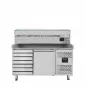 Preview: EASYLINE Pizzakühltisch 800 / 1-türig & 7 Schubladen "grau" inkl. Kühlaufsatz GN1/3
