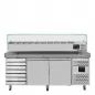 Preview: EASYLINE Pizzakühltisch 800 / 2-türig & 7 Schubladen "grau" inkl. Kühlaufsatz GN1/4