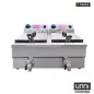 Preview: Elektrofritteuse UnniCooking 2x8L Budget – kompakt, Temperaturregelung, Ablasshahn