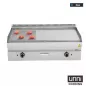 Preview: Gas-Bratplatten 650 Serie Edelstahl 1/3 geriffelt 2/3 glatt