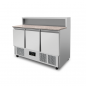 Preview: Pizza-Kühltisch 3-türig GN 1/1, 8×GN 1/6, +2°C bis +8°C
