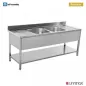 Preview: Spültisch 2 Becken 200x70x85cm – große Arbeitsfläche, robust