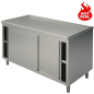 Preview: Neutrale werkkast met schuifdeuren zonder opstand 1400x700 mm - RVS werktafel voor de gastronomie
