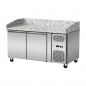 Preview: Pizzakühltisch Granit mit GN1/4-Glasaufsatz – 2 Türen, 151×80×86 cm
