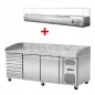 Preview: Pizzakühltisch Granit mit 2 Türen & 7 Schubladen – GN1/4-Aufsatz, 202,5×80×86 cm