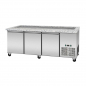 Preview: Kalte Theke, 5x GN1/1, Granit rosa-grau, 188x82x85.5 Glasaufbau Klarglas schwarzer Rand, ohne Zwischenablage H=396mm