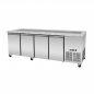 Preview: Kalte Theke, 6x GN1/1, Granit rosa-grau, 223x82x85.5 Glasaufbau Klarglas schwarzer Rand, ohne Zwischenablage H=396mm