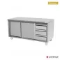 Preview: Arbeitsschrank 1200x600 mm ohne Aufkantung, 3 Schubladen rechts