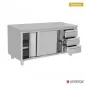 Preview: Arbeitsschrank 1200x600 mm ohne Aufkantung, 3 Schubladen rechts