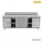 Preview: Arbeitsschrank mit Aufkantung 2400x700 mm 3+3 Schubladen H850