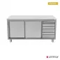 Preview: Arbeitsschrank 1200x600 mm ohne Aufkantung, 3 Schubladen rechts