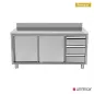 Preview: Arbeitsschrank 1600x600x850 mm mit Rückenwand und 3 Schubladen rechts