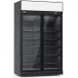 Preview: Combisteel Glastürkühlschrank schwarz mit 2 Flügeltüren und Werbedisplay | 1000 Liter