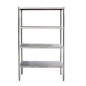 Preview: Regalsystem Edelstahl 1400x500x1800 mm – hohe Tragfähigkeit, 4 Böden