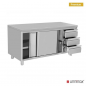 Preview: Arbeitsschrank 1800x600x850mm ohne Aufkantung, 3 Schubladen rechts