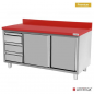 Preview: Polyethylen-Arbeitsschrank 1400x700x850mm mit Schiebetüren und 3 Schubladen links