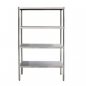 Preview: Edelstahl Regalsystem ECO 1600x500xH1800 mm – 4 Böden, hohe Tragkraft