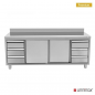 Preview: UNNINOX Arbeitsschrank 1800 × 700 mm mit Aufkantung und 3+3 Schubladen
