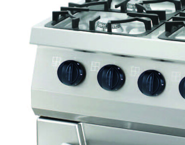 Preview: Maxima Heavy Duty Herd · 4 Brenner · Doppeleinheit · 70 cm Tief – 30 kW · Gas inkl. Elektroofen · 09396105