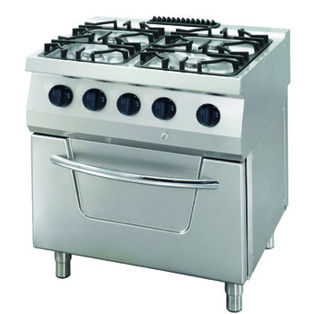 Preview: Maxima Heavy Duty Herd · 4 Brenner · Doppeleinheit · 70 cm Tief – 30 kW · Gas inkl. Elektroofen