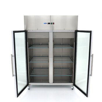 Preview: Maxima Kühlschrank · 1200 l · 6 Einstellbare Regale (2/1 GN) · Rostfreier Stahl · mit Glastür · 09400013