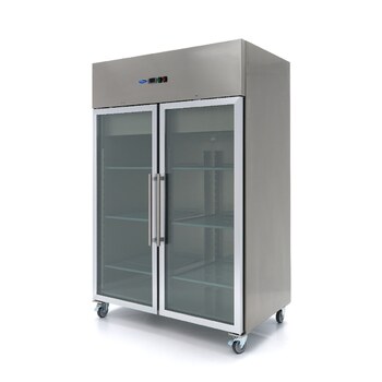 Preview: Maxima Gefrierschrank · 1200 l · 6 Einstellbare Regale (2/1 GN) · Rostfreier Stahl · mit Glastür