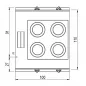 Preview: Glaskeramikkochfeld mit 4 Platten auf Unterbau mit Türen | Bedienung beidseitig B1000xT1100xH870