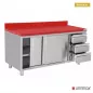 Preview: Polyethylen-Arbeitsschrank 1600x700x850mm mit Schiebetüren, 3 Schubladen rechts