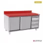 Preview: Arbeitsschrank Polyethylen mit Schiebetüren, 3 Schubladen rechts, 1200x700x850mm