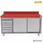 Preview: Polyethylen-Arbeitsschrank 2000x700x850mm mit Schiebetüren und 3 Schubladen links
