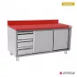 Preview: Polyethylen-Arbeitsschrank 1800x700x850mm Schiebetüren 3 Schubladen