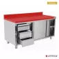 Preview: Polyethylen-Arbeitsschrank 1800x700x850mm Schiebetüren 3 Schubladen