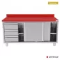 Preview: Polyethylen-Arbeitsschrank 1200x700mm Schiebetüren 3 Schubladen links