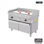 Preview: Gas-Bratplatte 650 Chrom Edelstahl Antihaft Gastronomie