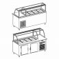 Preview: Salattheke (Dönertheke) mit Kassentisch | 4 x 1/1 GN | B2000 xT850 x H1300 mm | Weiß-Schwarz