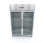 Preview: Gastro Kühlschrank - 1200 l - 6 Einstellbare Regale (2/1 GN) - Rostfreier Stahl - mit Glastür