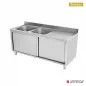 Preview: Spülenunterschrank 2 Becken links 200x70x85cm Gastronomie
