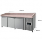 Preview: Pizza Kühltisch 3 Türen 202x80x100cm 580L Edelstahl Umluft