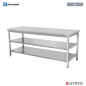 Preview: Arbeitstisch 1200x700x850 mm Doppelboden ohne Aufkantung Edelstahl