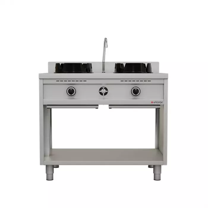 Gas-Wokherd KRT-02-M 2 Kochzonen 2x15 kW für Erdgas/Propan