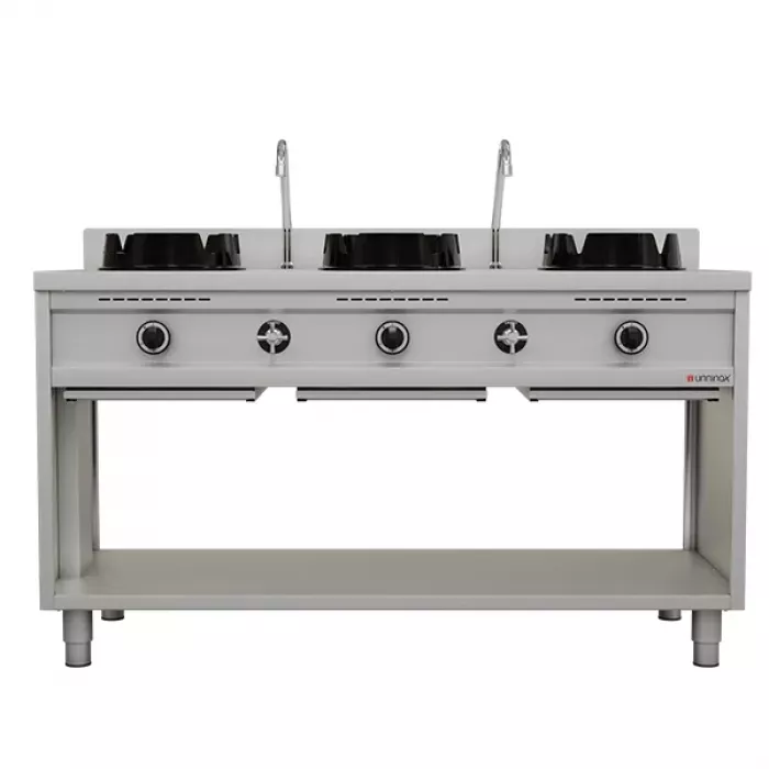 Wokherd 3x15 kW Gas, 3 Kochzonen, Erdgas/Propan umrüstbar