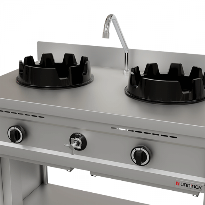 Gas-Wokherd KRT-02-M 2 Kochzonen 2x15 kW für Erdgas/Propan