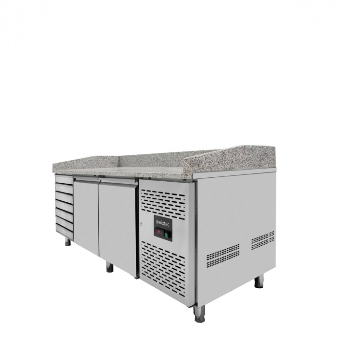 EASYLINE Pizzakühltisch 800 / 2-türig & 7 Schubladen "grau"