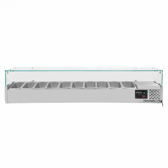 Kühlaufsatz 330 mit Glasabdeckung 10xGN1/4 - 2000, Gastro Kühlaufsatz mit Glasabdeckung, 10xGN1/4 - 2000, Easyline Kühlaufsatz mit Glasabdeckung
