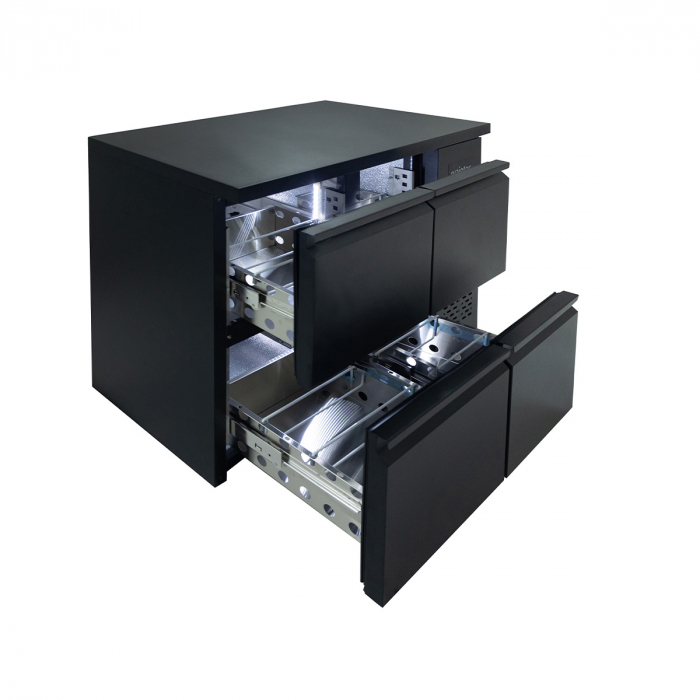 EASYLINE Barkühltisch schwarz / 4 Schubladen