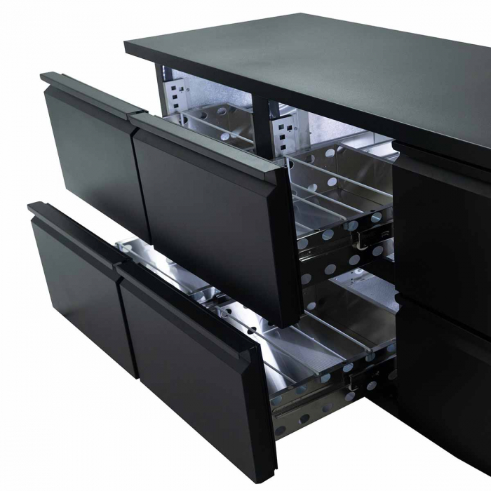 EASYLINE Barkühltisch schwarz / 6 Schubladen - 425 l