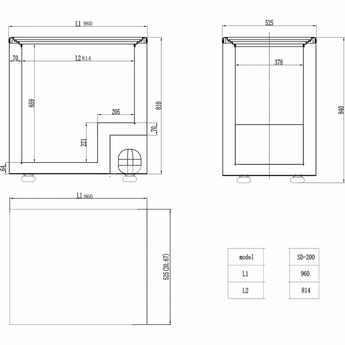 EASYLINE Tiefkühltruhe 200 mit Glasschiebedeckel